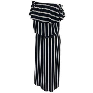 EXIST Dress Maxi Off Shoulder Blk/Wht Striped: S